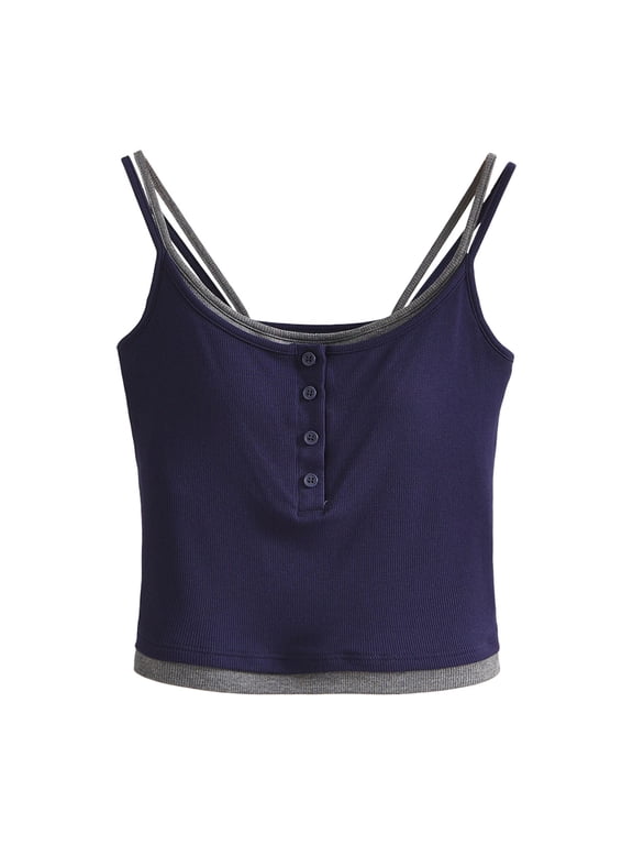 Women's Built in Bra Pajama Tank Spaghetti Strap Sleeveless Scoop Neck Layering Top Sleep Cami Lightweight Relaxed for Summer XL