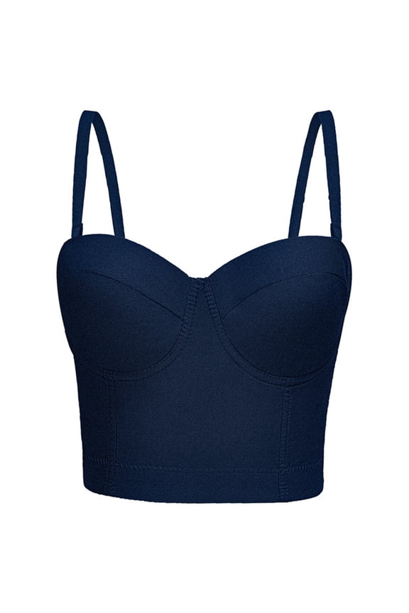 Women's Bustier Bra Corset Top Adjustable Shoulder Straps Sweetheart Neckline Hook Eye Back Closure Cropped Tank Top 34