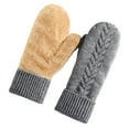 thumbnail image 1 of QSAWXQZ Women's Cable Knit Sherpa Lined Mittens Thick Thermal Winter Gloves for Cold Gray Free Size, 1 of 3