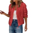thumbnail image 1 of QSAWXQZ Women's Carnival Sequin Jacket Long Sleeve Zip Up Cardigan Outerwear for Party Red S, 1 of 7