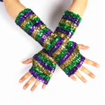 thumbnail image 1 of QSAWXQZ Women's Carnival Sequine Long Arm Sleeves Color Block High Elastic Gloves for Party Yellow Free Size, 1 of 4