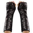 thumbnail image 1 of QSAWXQZ Women's Carnival Sequine Long Arm Sleeves Solid High Elastic Gloves for Party Black 9.05in, 1 of 4