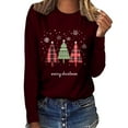 thumbnail image 1 of QSAWXQZ Women's Christmas Blouse Long Sleeve Crewneck Graphic Pullover Shirt for Spring Wine XL, 1 of 5