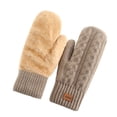 thumbnail image 1 of QSAWXQZ Women's Chunky Cable Knit Fleece Mittens Soft Thermal Lined Winter Gloves Khaki Free Size, 1 of 6