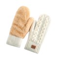 thumbnail image 1 of QSAWXQZ Women's Chunky Cable Knit Fleece Mittens Soft Thermal Lined Winter Gloves White Free Size, 1 of 6