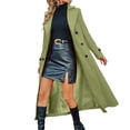 thumbnail image 1 of QSAWXQZ Women's Double-Breasted Long Coat Full Sleeve Lapel Solid Cardigan Outerwear with Pocket Green S, 1 of 8
