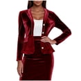 thumbnail image 1 of QSAWXQZ Women's Elegant Velvet Blazer Slim Solid Long Sleeve Button Down Office Business Suit Jacket Formal Lapel Coat Fall Spring 2XL, 1 of 7