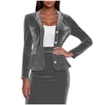 thumbnail image 1 of QSAWXQZ Women's Elegant Velvet Blazer Slim Solid Long Sleeve Button Down Office Business Suit Jacket Formal Lapel Coat Fall Spring XL, 1 of 7