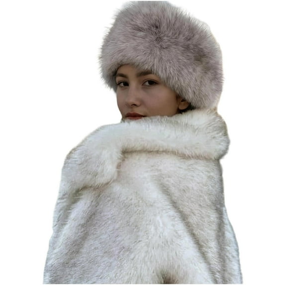 QSAWXQZ Women's Faux Fur Headband Winter Ear Warmer Thick Fluffy Hat Gray Free Size