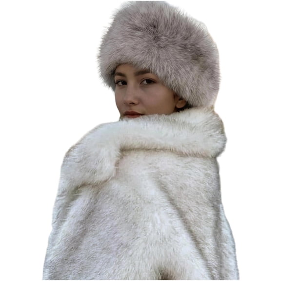 QSAWXQZ Women's Faux Fur Headband Winter Ear Warmer Thick Fluffy Hat Gray Free Size