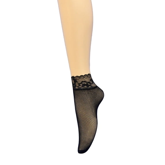 QSAWXQZ Women's Fishnet Ankle Socks Lace Trim Sheer Stretch Dress Socks Free Size