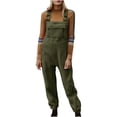 thumbnail image 1 of QSAWXQZ Women's Fleece Lined Overalls Adjustable Strap Solid Pants Jumpsuit with Zipper Pockets Olive Green M, 1 of 5