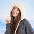 thumbnail image 1 of QSAWXQZ Women's Fleece Lined Trapper Hat with Faux Fur Trim Pom Poms Warmer Hat for Winter Beige Free Size, 1 of 5