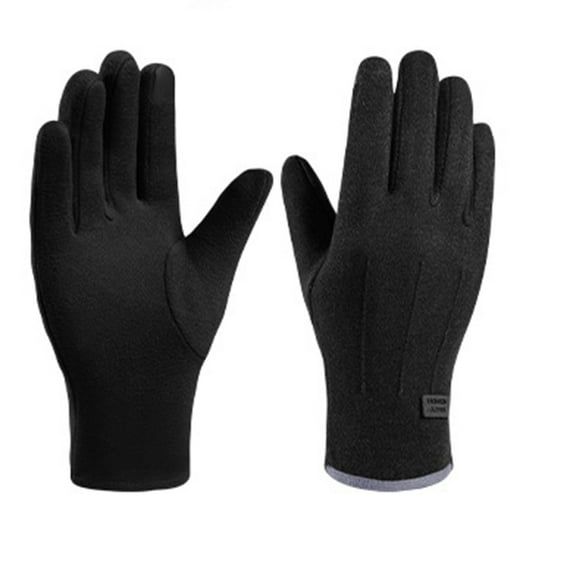 QSAWXQZ Women's Fleece Velvet Thermal Gloves Solid Windproof Waterproof Warmer Athletic Gloves for Outdoor Black Free Size