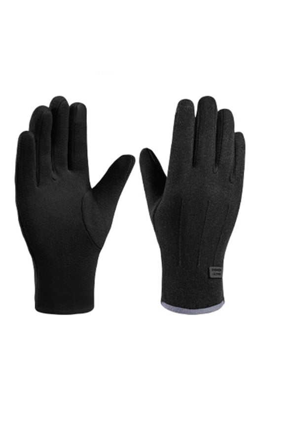 Women's Fleece Velvet Thermal Gloves Solid Windproof Waterproof Warmer Athletic Gloves for Outdoor Black Free Size