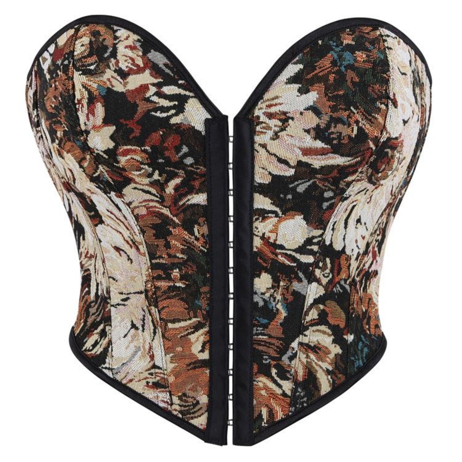 QSAWXQZ Women's Floral Print Corset Top Sweetheart Neck Busk Front Lace ...