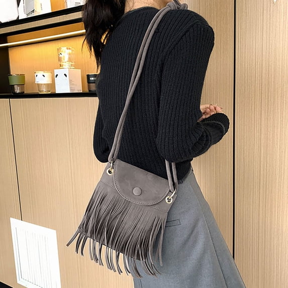 QSAWXQZ Women's Fringe Crossbody Bag Western Shoulder Purse Adjustable Strap Free Size