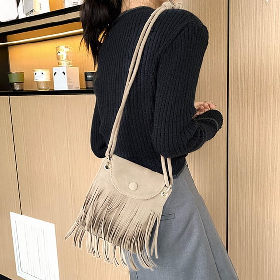QSAWXQZ Women's Fringe Crossbody Bag Western Shoulder Purse Adjustable Strap Free Size