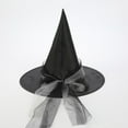 thumbnail image 1 of QSAWXQZ Women's Halloween Pointed Party Hat Cone Shape Wide Brim Lace Trim Ribbon Tie Masquerade Stage Dress up Headwear Free Size, 1 of 3
