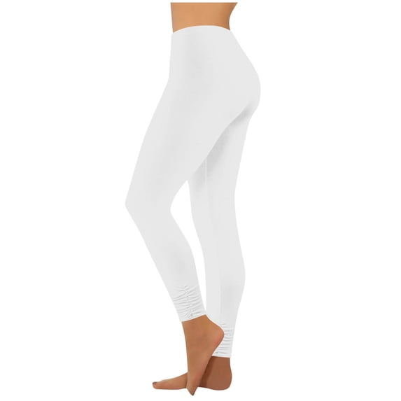 QSAWXQZ Women's High Waist Ruched Ankle Leggings for Yoga and Workout White 2XL