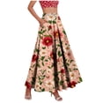 thumbnail image 1 of QSAWXQZ Women's High Waisted Floral Maxi Skirt with Pockets Elastic Waist Vintage A Line Flowy Long Skirt Summer Beach Boho Vacation Resort Wear L, 1 of 9