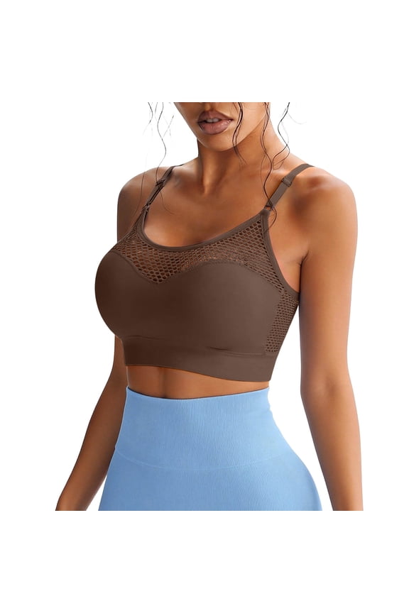 Women's Hollow Out Seamless Bra Laser Cut Scalloped Edge Wireless Comfort Removable Padded Lifting Bralette for Workout Brown XL