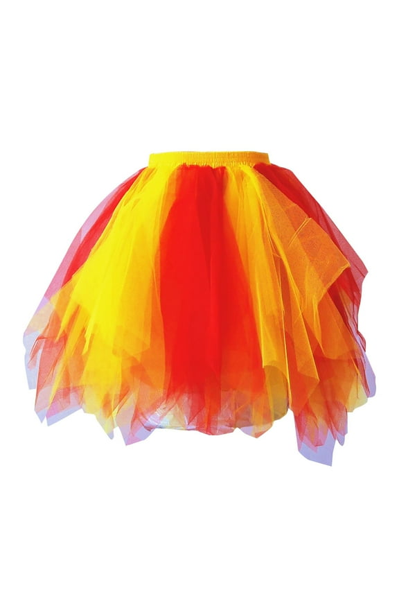 Women's Layered Tulle Tutu Skirt Fluffy Tiered Mesh Vintage Bubble Puffy Mini Skirt for Party Festival Celebration M