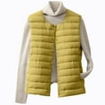 thumbnail image 1 of QSAWXQZ Women's Lightweight Quilted Puffer Vest Sleeveless Crewneck Solid Button Down Cardigan Vest with Pockets Yellow M, 1 of 9