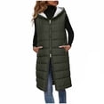 thumbnail image 1 of QSAWXQZ Women's Long Puffer Vest Sleeveless Quilted Zip Up Warm Outerwear with Pockets Olive Green M, 1 of 8
