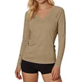 thumbnail image 1 of QSAWXQZ Women's Long Sleeve Sun Protection T Shirt UPF 50+ Lightweight Breathable V Neck Athletic Running Workout Top L, 1 of 7