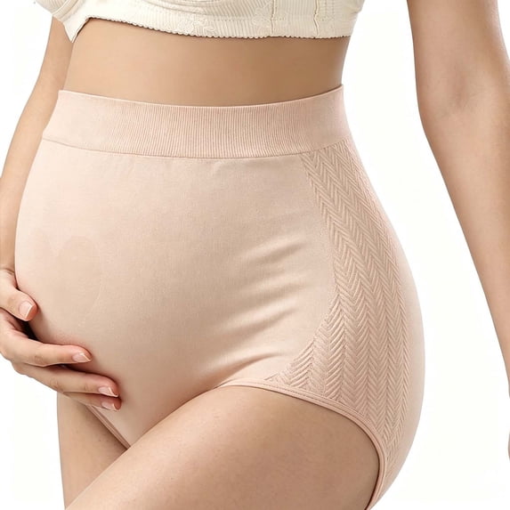 QSAWXQZ Women's Maternity Briefs High Waist over Bump Seamless Stretch Breathable Underwear M