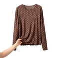 thumbnail image 1 of QSAWXQZ Women's Modal Printed Pajama Top Crew Neck Polka Dots Long Sleeves Reffle Hem Relaxed Sleep Tee Lounge Top for Summer 4XL, 1 of 5