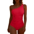 thumbnail image 1 of QSAWXQZ Women's One Shoulder Scalloped Edge One Piece Swimsuit Ruched Tummy Control Sleeveless Asymmetrical Bathing Suit for Seaside Holiday M, 1 of 8