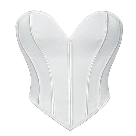 QSAWXQZ Women's Overbust Corset Top Strapless Sweetheart Neck Satin Boned Waist Cincher for Steampunk Party Clubwear Bustier XS