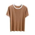 thumbnail image 1 of QSAWXQZ Women's Pajama Top Crew Neck Short Sleeve Stretchy Tee Lightweight Soft Sleepwear Lounge Shirt L, 1 of 5