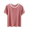 thumbnail image 1 of QSAWXQZ Women's Pajama Top Crew Neck Short Sleeve Stretchy Tee Lightweight Soft Sleepwear Lounge Shirt M, 1 of 9