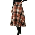 thumbnail image 1 of QSAWXQZ Women's Plaid Flared Midi Skirt Button A Line Casual Fall Skirt with Pockets for Spring Orange M, 1 of 9