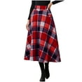 thumbnail image 1 of QSAWXQZ Women's Plaid Flared Midi Skirt Button A Line Casual Fall Skirt with Pockets for Spring Red M, 1 of 9