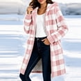 thumbnail image 1 of QSAWXQZ Women's Plaid Hooded Fleece Coat Long Sleeve Full Zip Pockets Casual Knee Length Outerwear S, 1 of 7