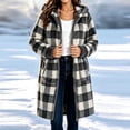 thumbnail image 1 of QSAWXQZ Women's Plaid Hooded Fleece Coat Long Sleeve Full Zip Pockets Casual Knee Length Outerwear S, 1 of 7