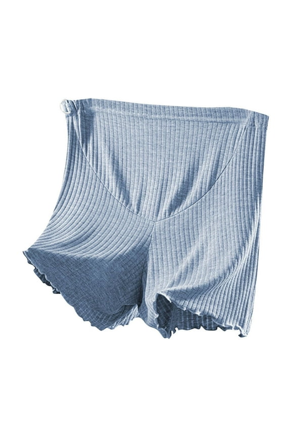 Women's Plus Maternity Shorts Ribbed Knit Ruffle Hem Stretchy Pregnancy Wear Summer Casual Lounge Sleep Shorts XL