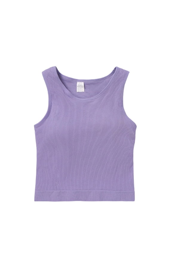 Women's Plus Shapewear Tank Top Built in Padded Crew Neck Sleeveless Tummy Control Push Up Base Layer Body Shaper Purple S
