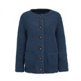 thumbnail image 1 of QSAWXQZ Women's Plus Size Fuzzy Sweater Long Sleeve Solid Crew Neck Button Down Cardigan Coat for Winter Dark Blue M, 1 of 9