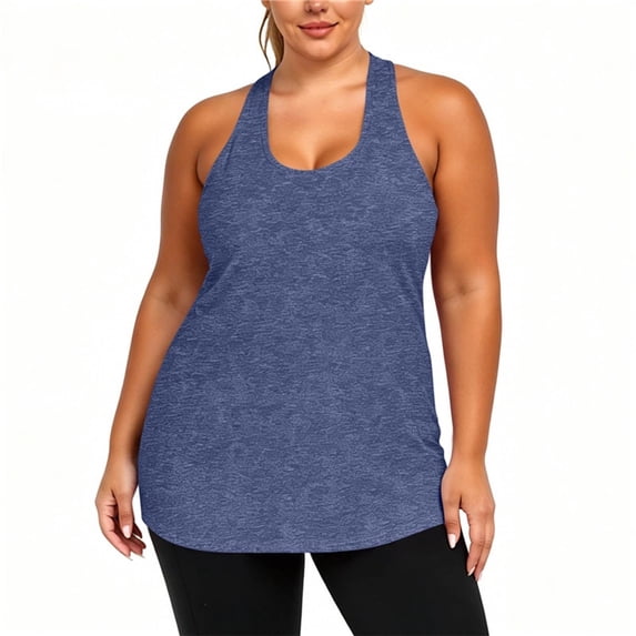 QSAWXQZ Women's Plus Tank Top Scoop Neck Racerback Sleeveless Stretch Lightweight Shirt 5XL
