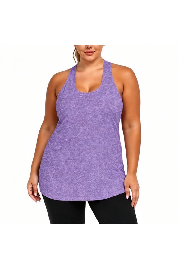 Women's Plus Tank Top Scoop Neck Racerback Sleeveless Stretch Lightweight Shirt XL