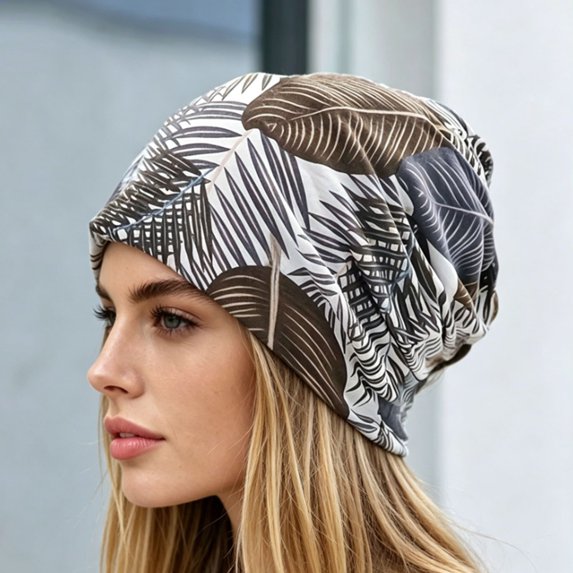 QSAWXQZ Women's Printed Head Wrap Turban Feather Print Soft Stretch Sleep Cap Outdoor Bandana Free Size