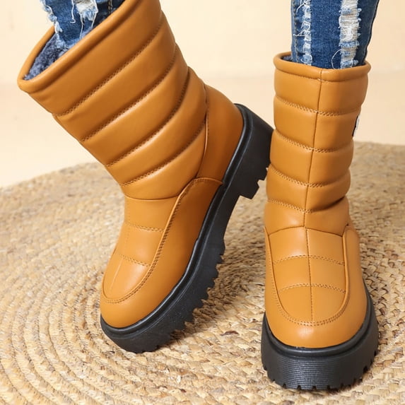 QSAWXQZ Women's Pull On Snow Boots Round Toe Faux Fur Lined Winter Boots 41