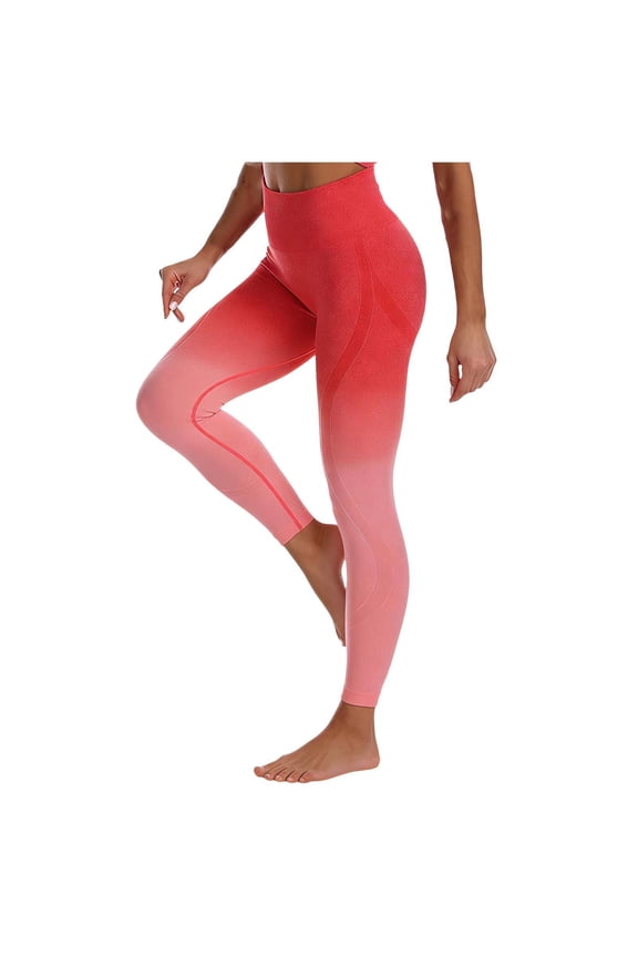 Women's Regular Leggings High Waist Tummy Control Full Length Seamless Moisture Wicking Butt Lifting Solid Workout Pants Red M