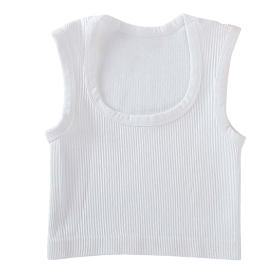 QSAWXQZ Women's Ribbed Knit Cropped Tank Tops Square Neck Seamless Sleeveless Shirts Basic Stretchy Slim Athletic Camisoles for Workout Yoga Lounge M