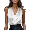 thumbnail image 1 of QSAWXQZ Women's Satin Elegant Tank Top V Neck Sleeveless Solid Silky Camisole for Formal Occasions and Night Out White 3XL, 1 of 5